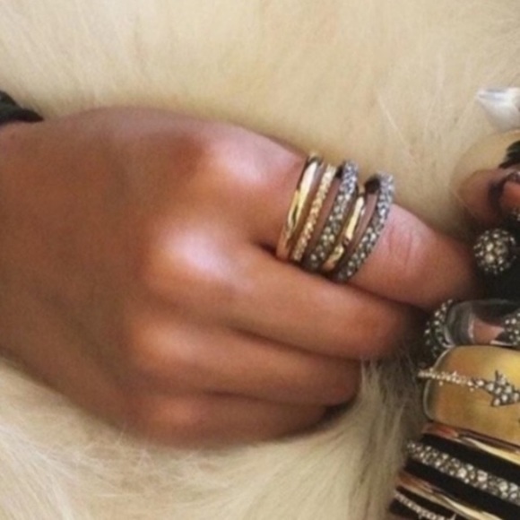 ALEXIS BITTAR NEW Brutalist Gold & Gunmetal Pavé Orbiting Crystal Ring Size 8 - Picture 2 of 15